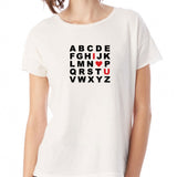 Abc Alphabet I Love You Valentine Women'S T Shirt