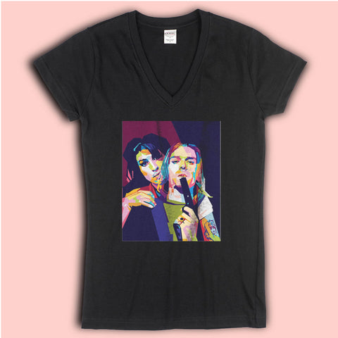 Amy Winehouse Kurt Cobain Pop Art Women'S V Neck