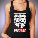 Anonymous V For Vendetta Disobey Obey Guy Fawkes Women'S Tank Top