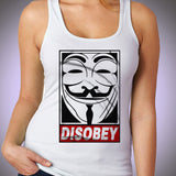 Anonymous V For Vendetta Disobey Obey Guy Fawkes Women'S Tank Top