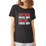 Antifa And Nazis Fuck Off Condemn Both Sides This Violence Is Stupid Paid Protest Free Speech Riots Maga Women'S T Shirt