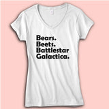 Bears Beets Battlestar Galactica Women'S V Neck