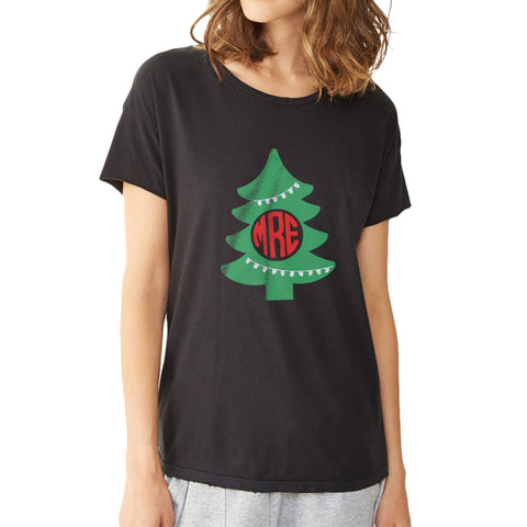 Christmas Tree Monogram Gym Sport Runner Yoga Christmas Funny Quotes Women'S T Shirt