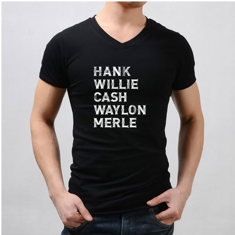 Country Music Legends Habk Willie Cash Waylon Merle Country Sayings Men'S V Neck