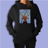 Deer Stag Horns Head Trippy Psychedelic Women'S Hoodie