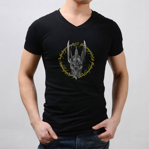 Details About  Lord Of The Rings Sauron  Eye Hobbit Gandalf Wizard Geek Mordor Face Men'S V Neck