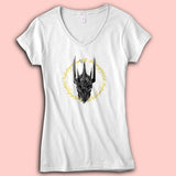 Details About  Lord Of The Rings Sauron  Eye Hobbit Gandalf Wizard Geek Mordor Face Women'S V Neck