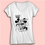 Disney Mickey Minnie Mouse Hug Love Women'S V Neck
