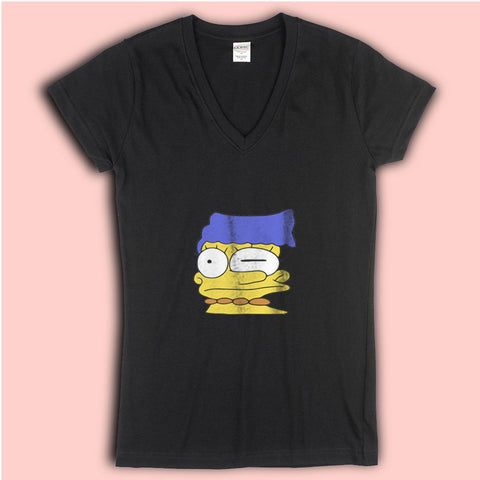 Distorted Marge Simpson Women'S V Neck