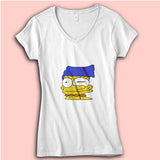Distorted Marge Simpson Women'S V Neck