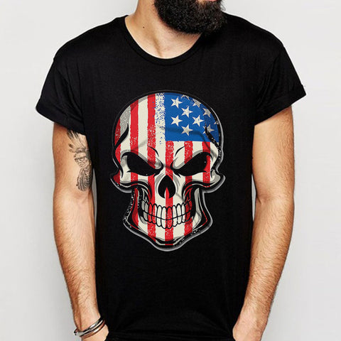 Distressed Skull American Flag Men'S T Shirt