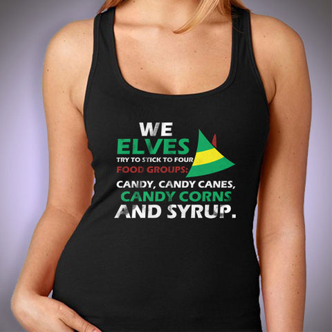 Elves Food Groups Christmas Shirt Funny Women'S Tank Top