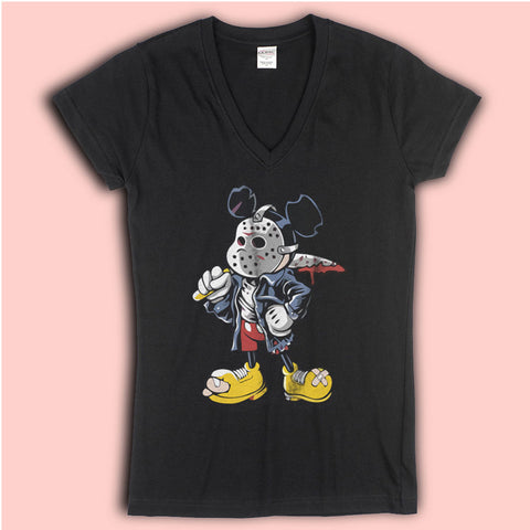 Evil Mickey Mouse Jason Voorhees Women'S V Neck