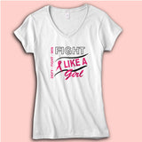 Fight Like A Girl Support Breast Cancer Women'S V Neck