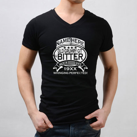 Grumpy Old Git Dad Beer  Personalise Name Year Place Birthday Men'S V Neck