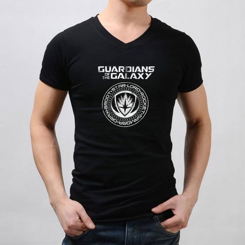 Guardians Of The Galaxy Crest Groot Rocket Starlord Official Grey Men'S V Neck