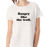 Hangry Like The Wolf Gym Sport Runner Yoga Funny Thanksgiving Christmas Funny Quotes Women'S T Shirt