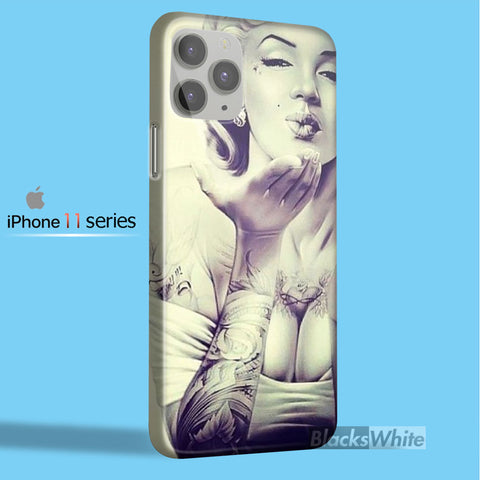 Hot Marilyn Monroe and tattoo   iPhone 11 Case