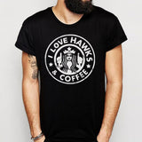 I Love Hawks And Coffee Men'S T Shirt