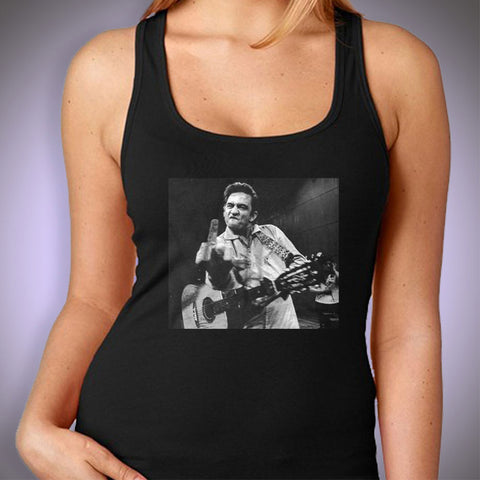 Johnny Cash Middle Finger Women'S Tank Top