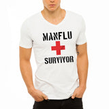 Man Flu Survivor Funny Printed Slogan Joke Top Men'S V Neck