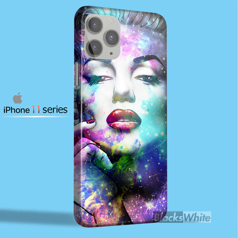 Marilyn monroe face in galaxy nebula   iPhone 11 Case