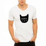 Meow Cat Graphic Printed Men'S V Neck