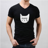 Meow Cat Graphic Printed Men'S V Neck
