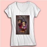 Mickey And Minnie Mouse Elderly Old Women'S V Neck
