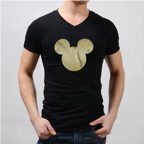 Mickey Mouse Shirt Gold Glitter Disney Men'S V Neck