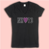 Nkotb Silver And Pink Studs Women'S V Neck
