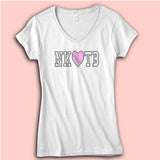 Nkotb Silver And Pink Studs Women'S V Neck