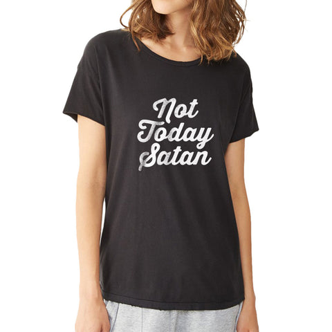 Not Today Satan Gym Sport Runner Yoga Funny Thanksgiving Christmas Funny Quotes Women'S T Shirt
