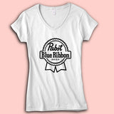 Pabst Blue Ribbon Beer Milwakee Drink Logo Women'S V Neck