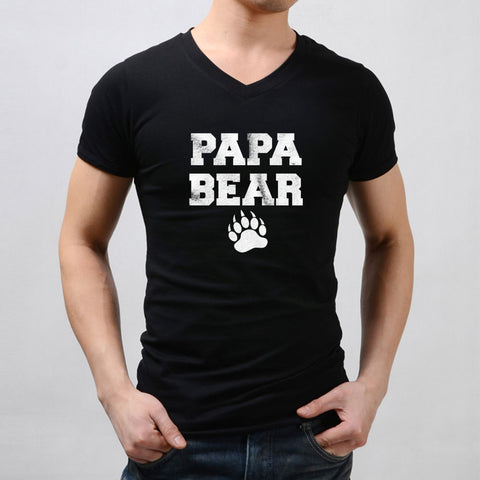 Papa Bear Funny Cute Fathers Day Gift  New Dad Tee Men'S V Neck