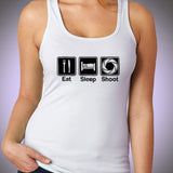 Photographer Funny Photography Dslr Camera Screen Print Aperture Eat Sleep Shoot Women'S Tank Top