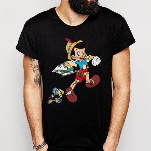 Pinocchio And Jiminy Cricket Run Men'S T Shirt