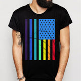 Rainbow American Flag Men'S T Shirt