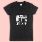 Straight Outta Pencils Teachers Women'S V Neck