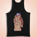 Sexy Tattoo Girl Swearing With Hat Men'S Tank Top