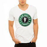 Starbucks Starrucks Coffee Rugby Running Logo Men'S V Neck