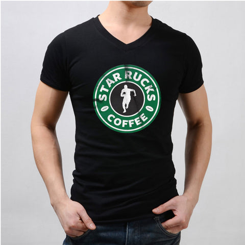 Starbucks Starrucks Coffee Rugby Running Logo Men'S V Neck