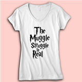 The Muggle Struggle Is Real Harry Potter Women'S V Neck