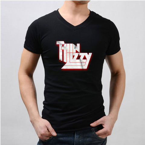 Thin Lizzy Rock Band Classic Logo Men'S V Neck