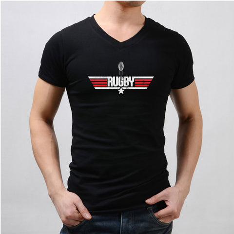 Top Gun Rugby Rugby Ball Logo Men'S V Neck