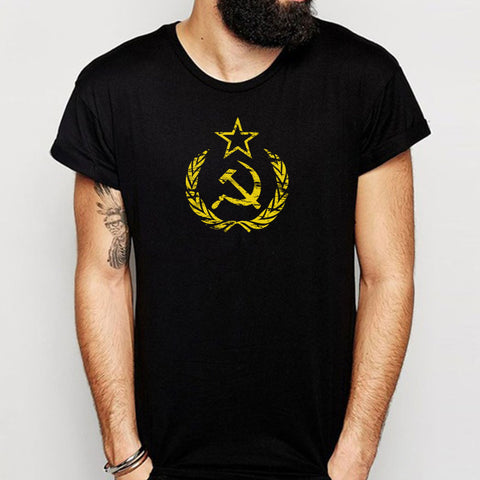 Vintage Look Russian Ussr Soviet Union Flag Hammer And Sickle Men'S T Shirt