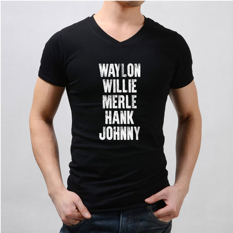 Waylon Jennings Willie Nelson Merle Haggard Johnny Cash Hank Album Men'S V Neck