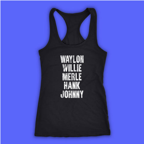 Waylon Jennings Willie Nelson Merle Haggard Johnny Cash Hank Album Women'S Tank Top Racerback