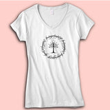 White Tree Of Gondor One Ring To Rule Them All Lord Of The Rings Hobbit Elvish Women'S V Neck