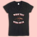 Wish You Were Beer Beer Rainbow Glasses Logo Women'S V Neck